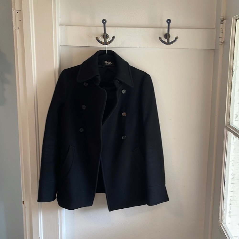 INA New York Black Pea Coat
